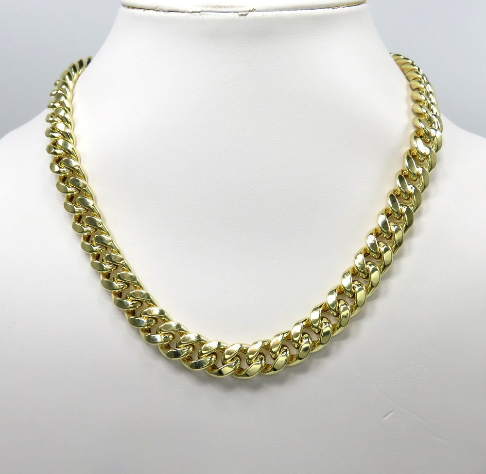 10k yellow gold hollow miami link chain 22-38 inch 11mm - Image 5