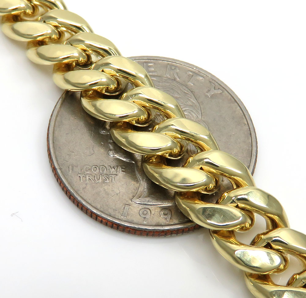 10k yellow gold hollow miami link chain 18-30 inch 9mm