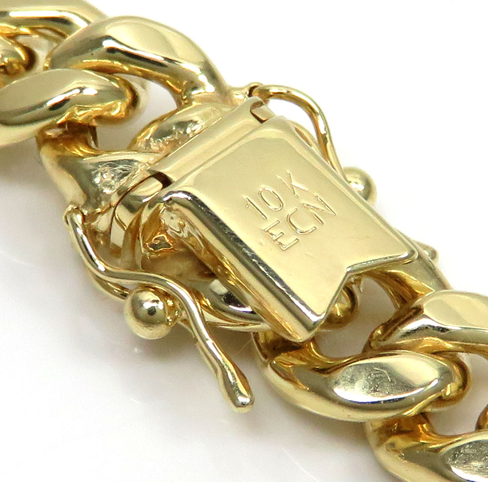 10k yellow gold hollow miami link chain 18-30 inch 9mm