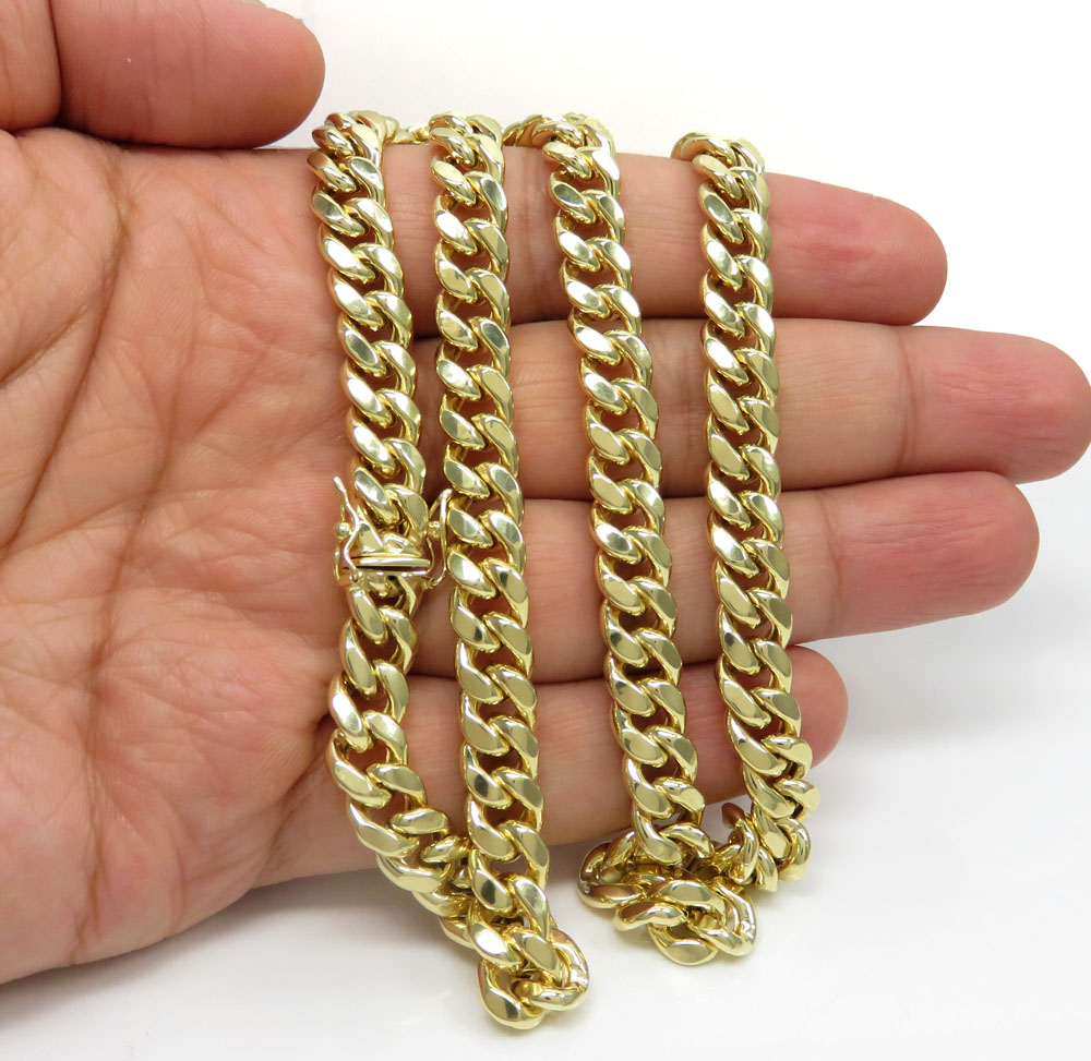 Buy 10k Yellow Gold Hollow Miami Link Chain 22-36 Inch 9mm Online at SO ICY JEWELRY