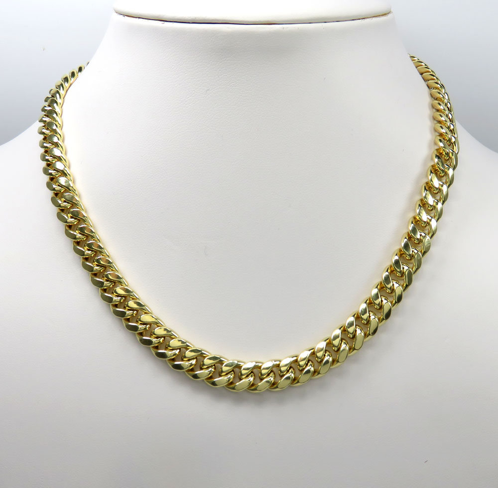 10k yellow gold hollow miami link chain 18-30 inch 9mm