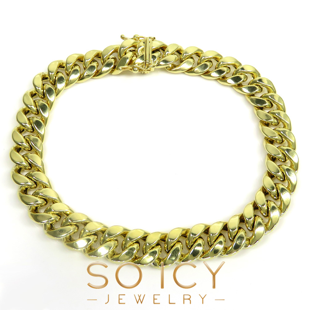 10k yellow gold hollow miami bracelet 8.50 inch 9.5mm - Image 2