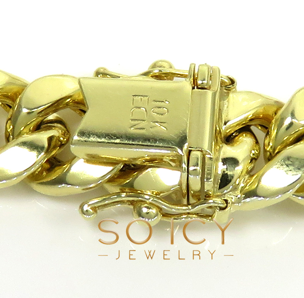 10k yellow gold hollow miami bracelet 8.50 inch 9.5mm