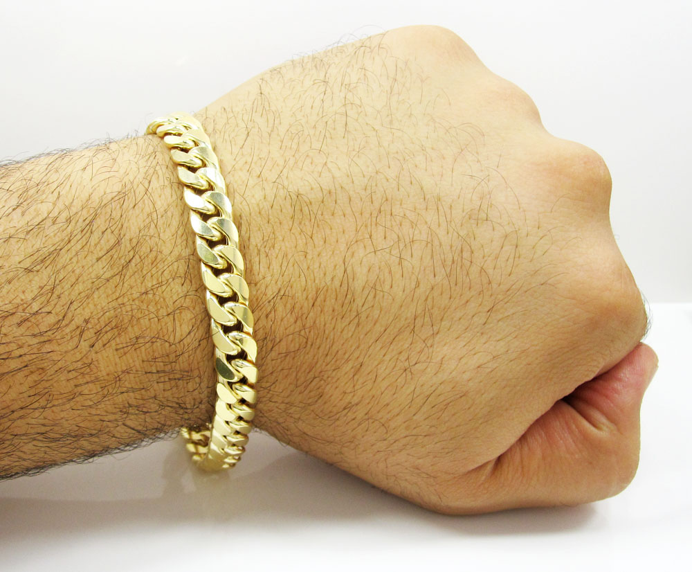 Buy 10k Yellow Gold Hollow Miami Bracelet 8.50 Inch 9.5mm Online at SO ...