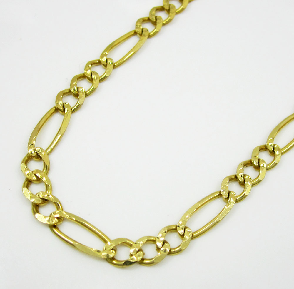 Buy 10k Yellow Gold Diamond Cut Figaro Link Chain 26 Inch 4.3mm Online ...