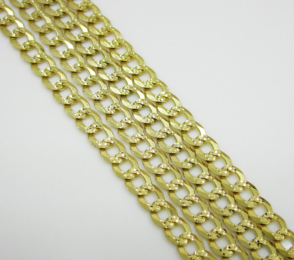 10k yellow gold diamond cut cuban link chain 16-26