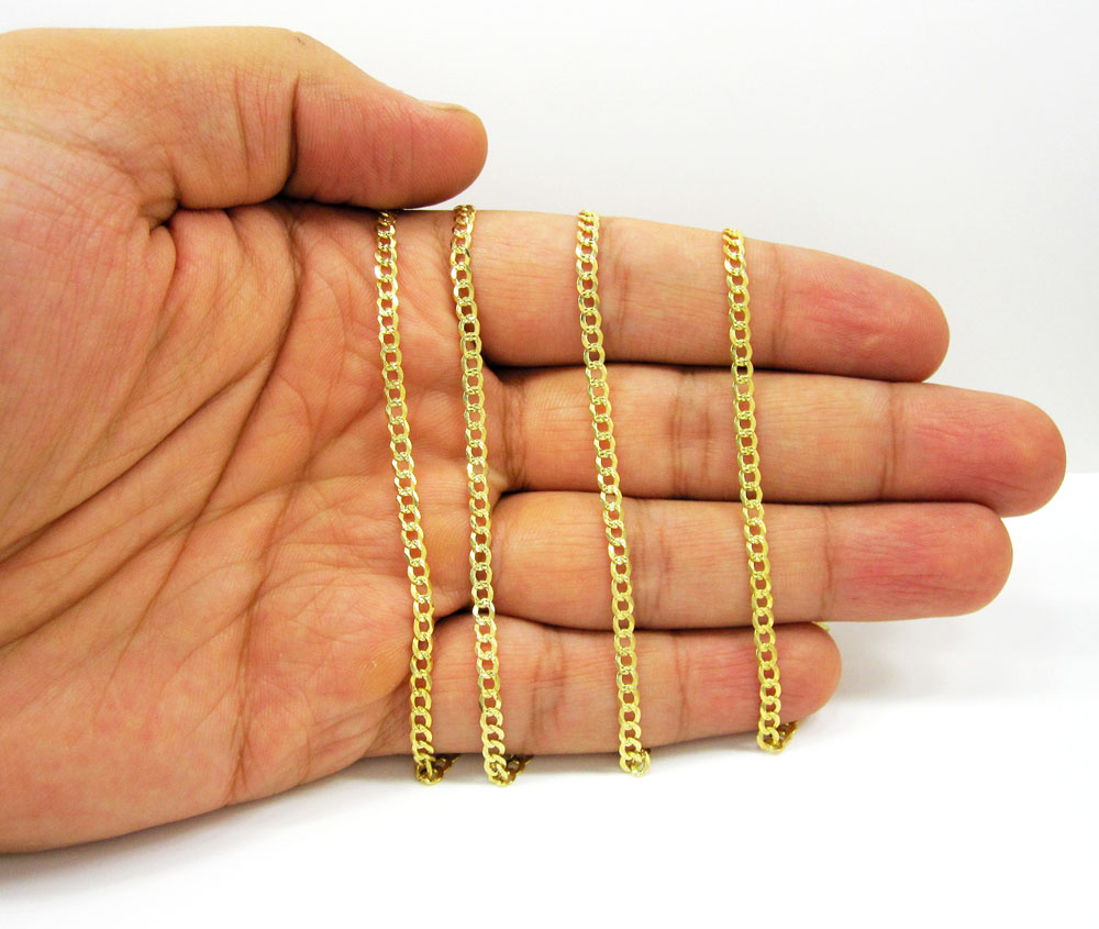 10k yellow gold diamond cut cuban link chain 16-26