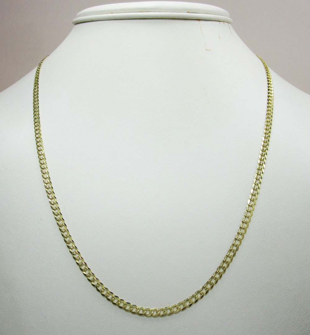 10k yellow gold diamond cut cuban link chain 16-26