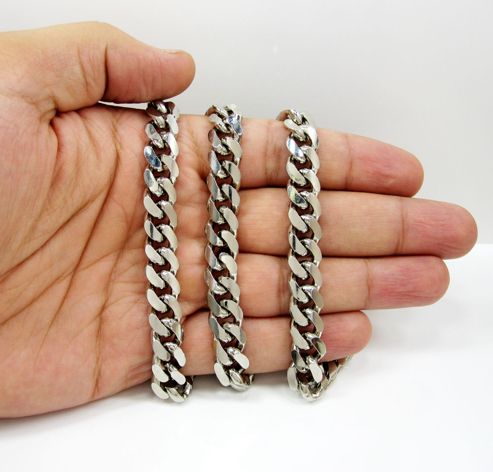 925 sterling silver miami link chain 20-26 inch 10.5mm