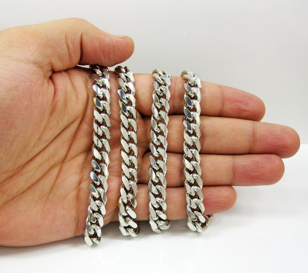 925 sterling silver miami link chain 20-26 inch 9.7mm