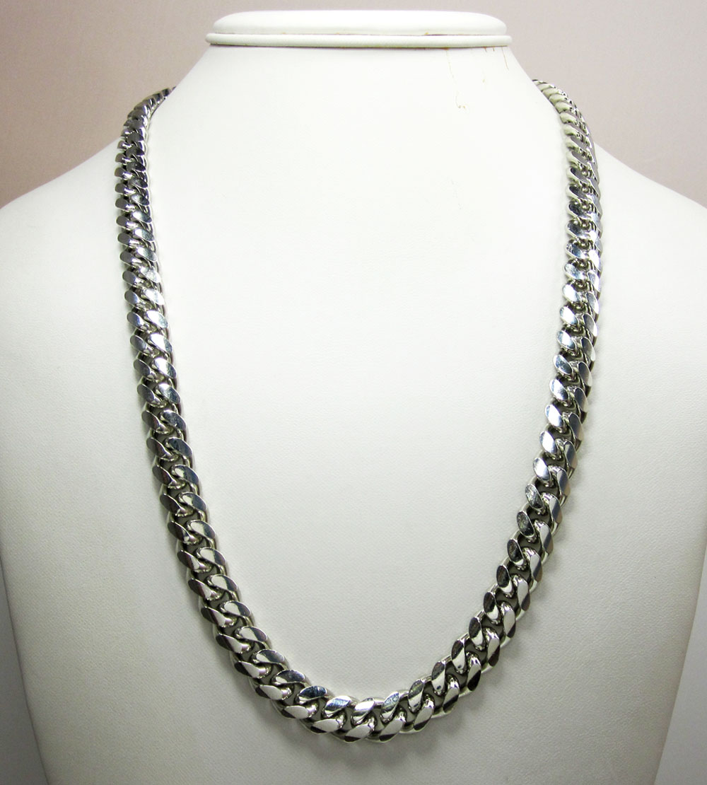 925 sterling silver miami link chain 20-26 inch 9.7mm