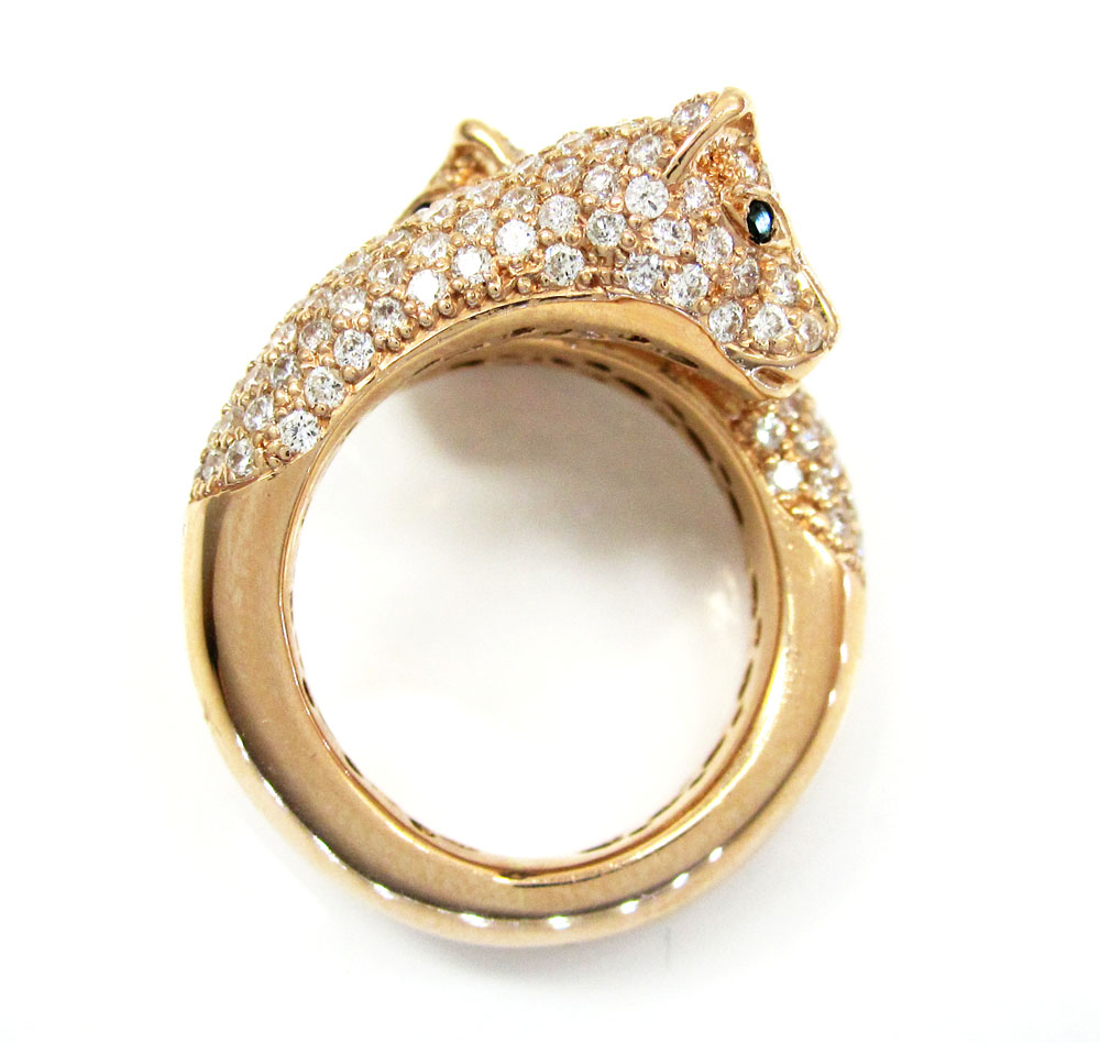 14k rose gold double headed diamond panther ring 3.00ct - Image 4