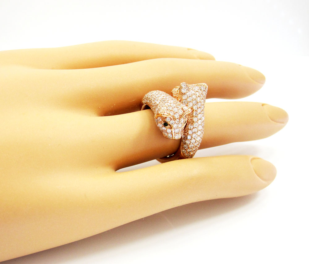 14k rose gold double headed diamond panther ring 3.00ct - Image 6