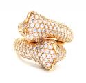 14k rose gold double headed diamond panther ring 3.00ct