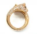 14k rose gold double headed diamond panther ring 3.00ct