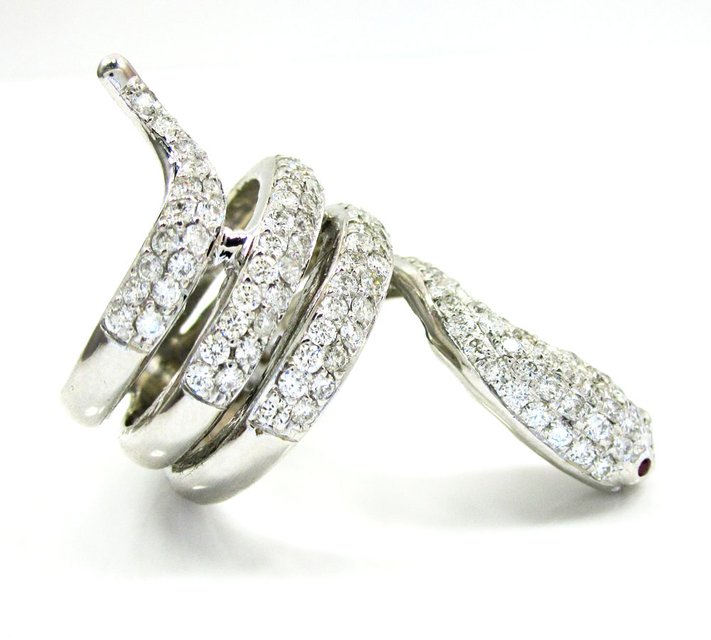 14k white gold round diamond snake ring 2.00ct - Image 2