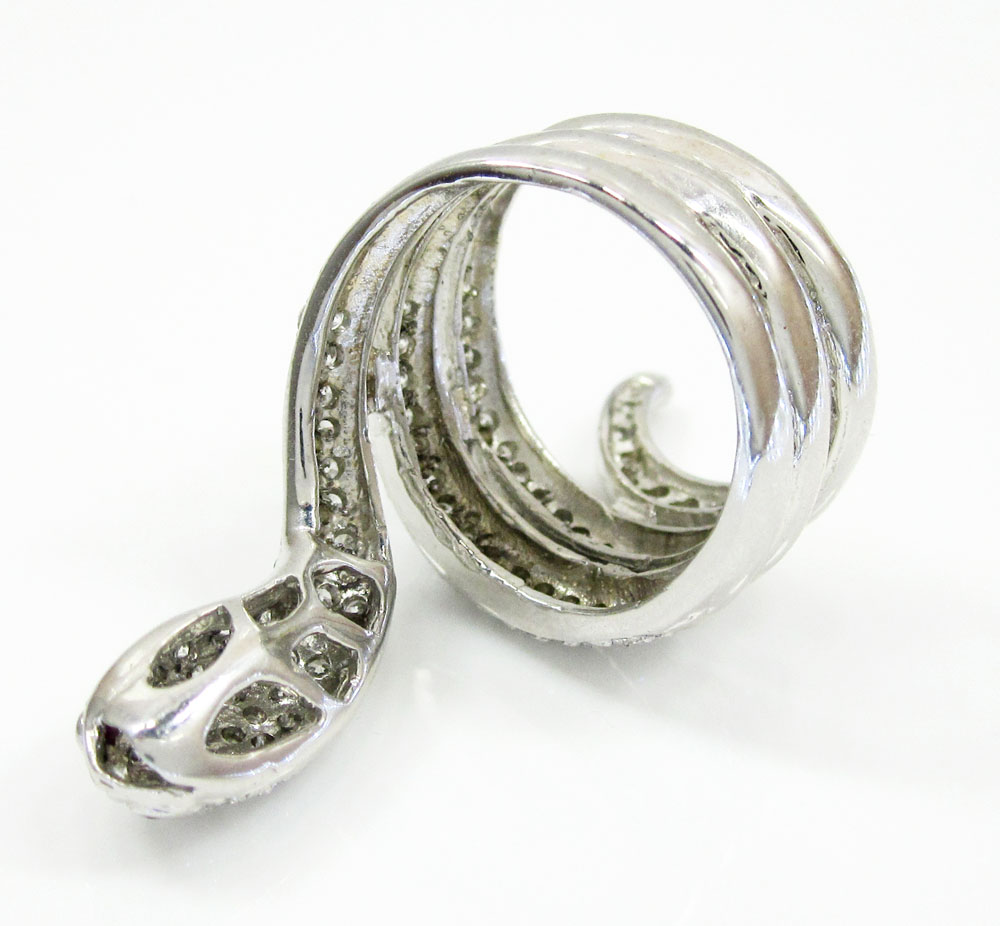 14k white gold round diamond snake ring 2.00ct