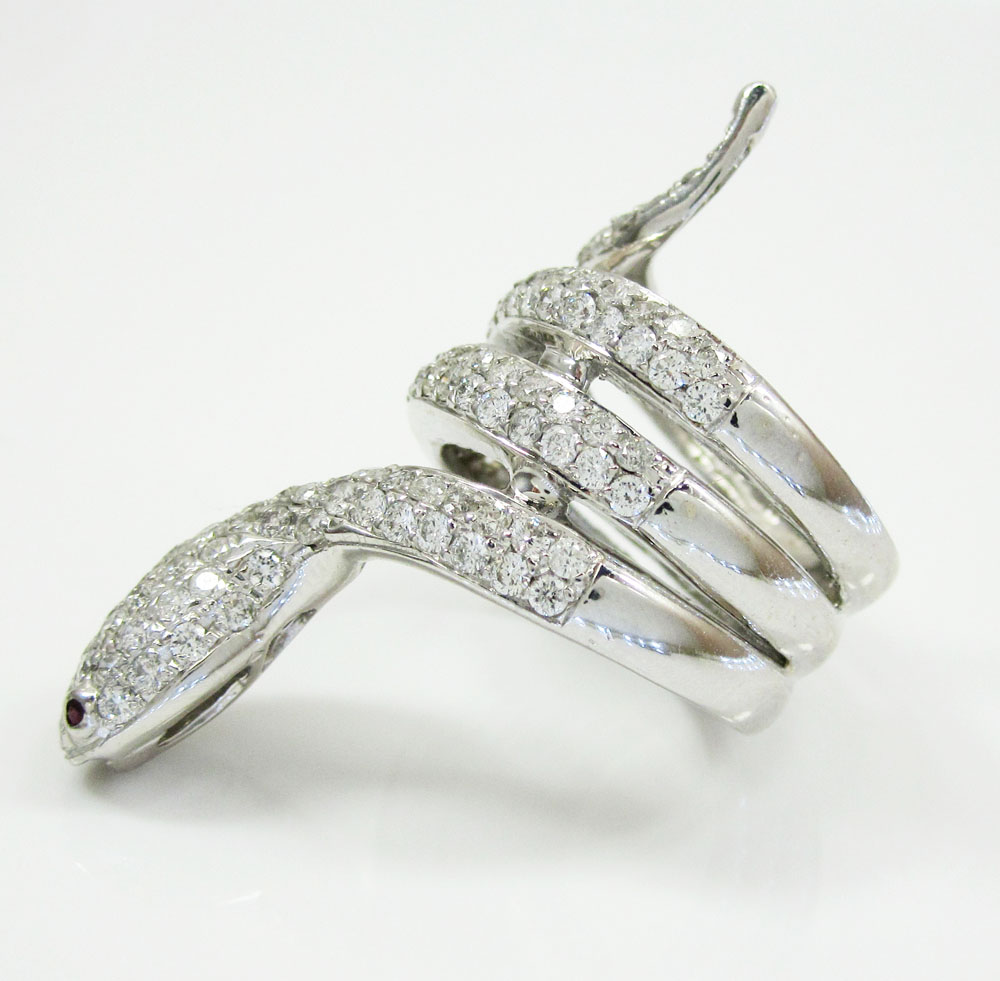 14k white gold round diamond snake ring 2.00ct - Image 5