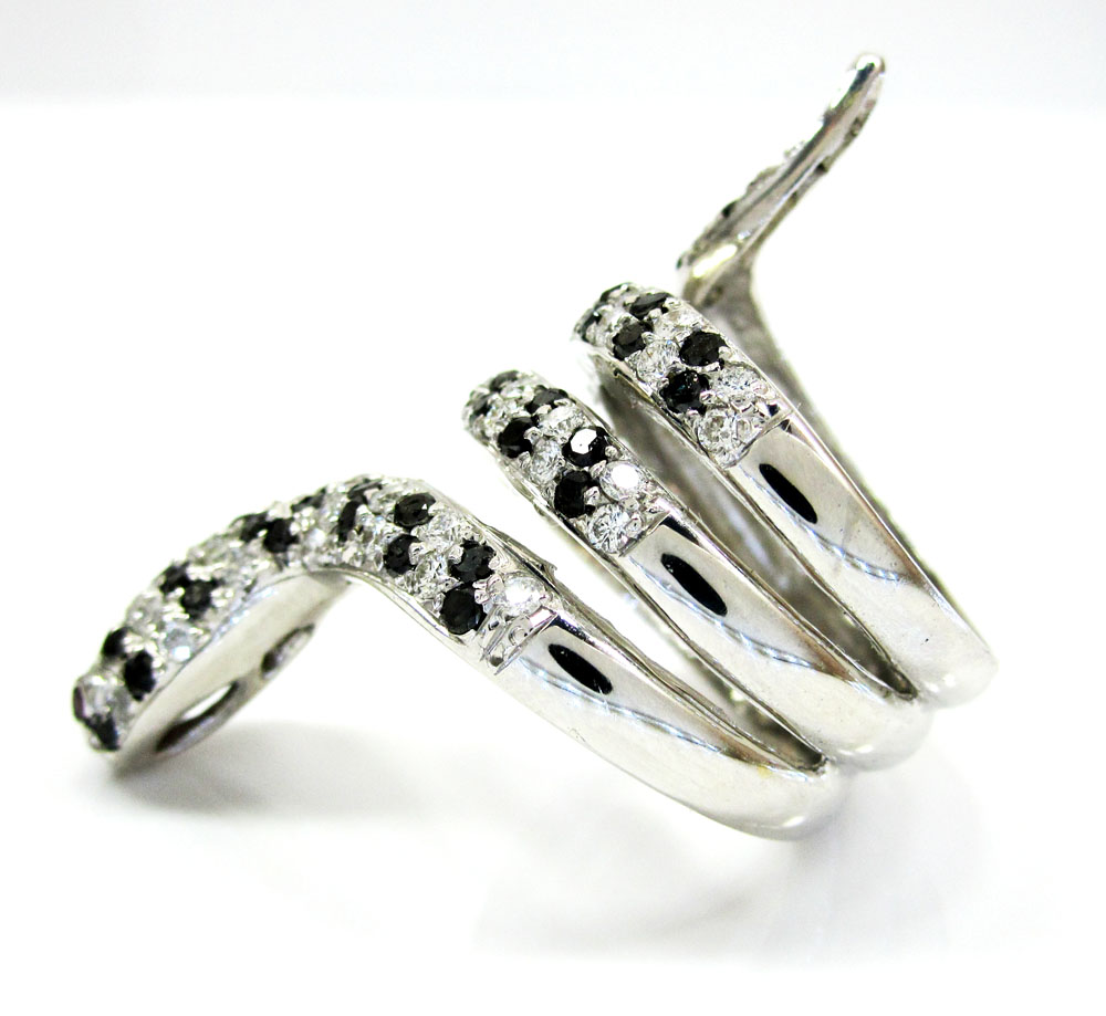 14k white gold round diamond snake ring 2.38ct