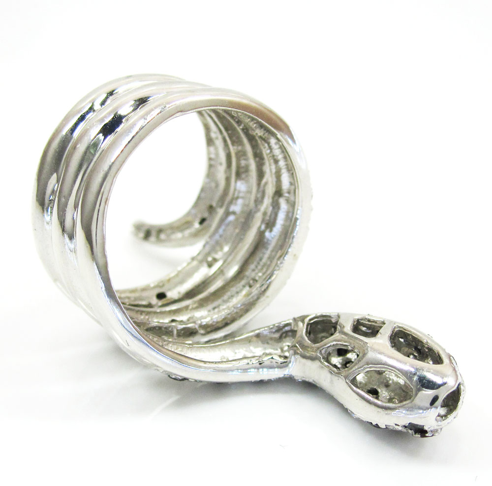 14k white gold round diamond snake ring 2.38ct