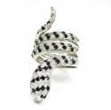 14k white gold round diamond snake ring 2.38ct