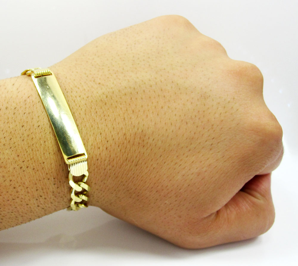 10k yellow gold figaro id bracelet 9 inch 8mm - Image 3