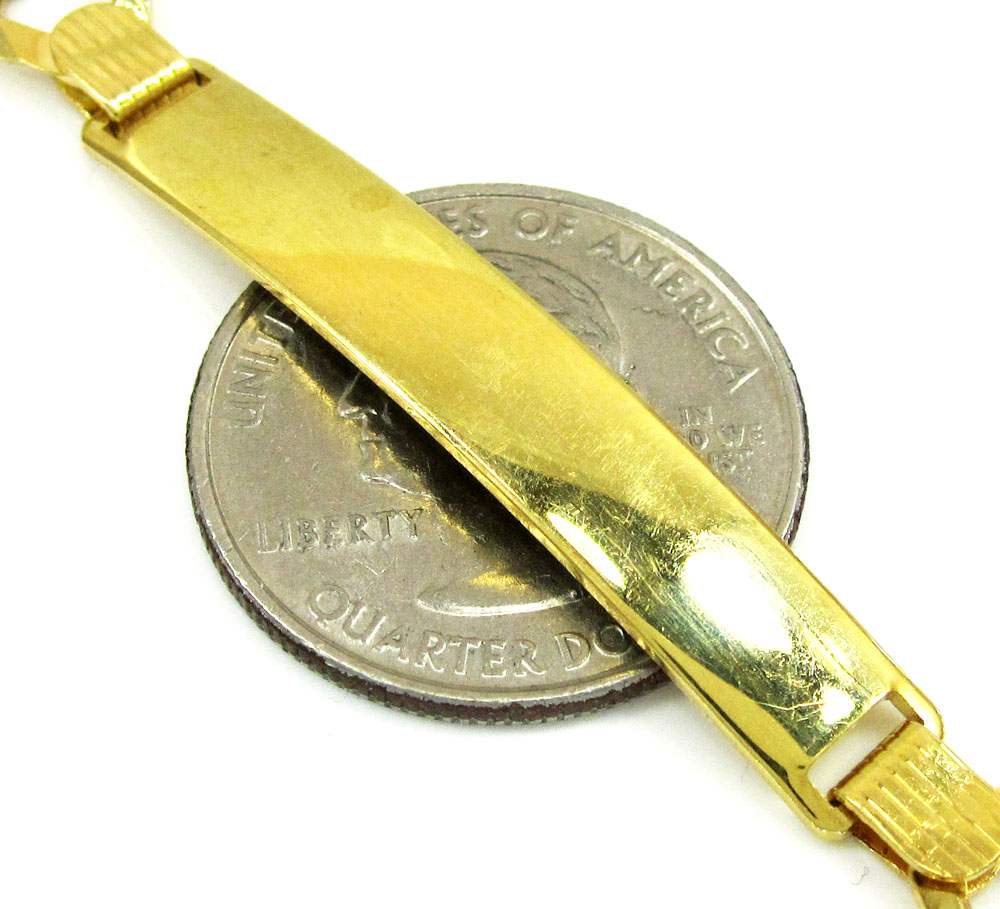 10k yellow gold figaro id bracelet 8.50 inches 8mm 