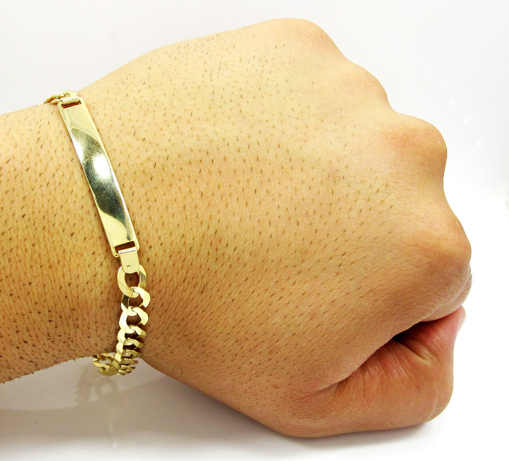 10k yellow gold cuban id bracelet 8.75 inch 7.2mm 