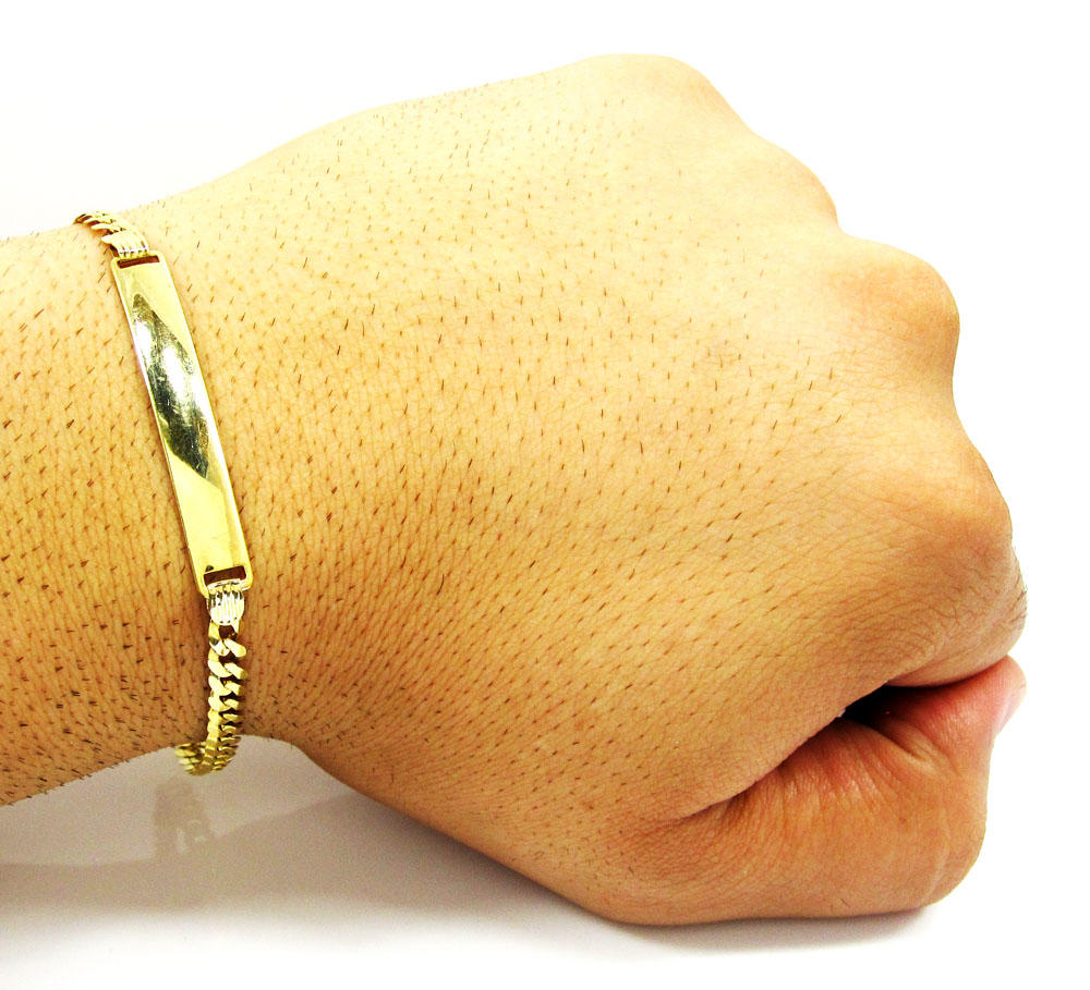 10k yellow gold cuban id bracelet 8.25 inch 4.5mm 