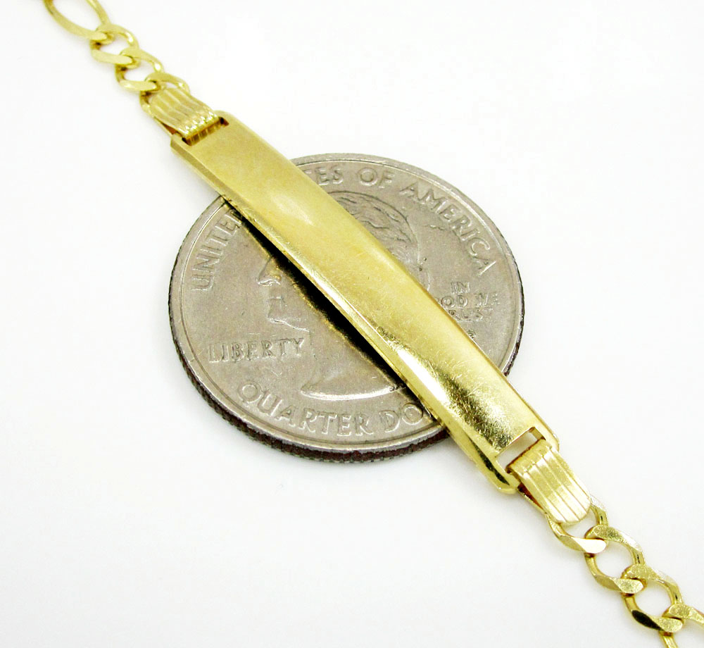 10k yellow gold figaro id bracelet 8 inch 4.2mm 