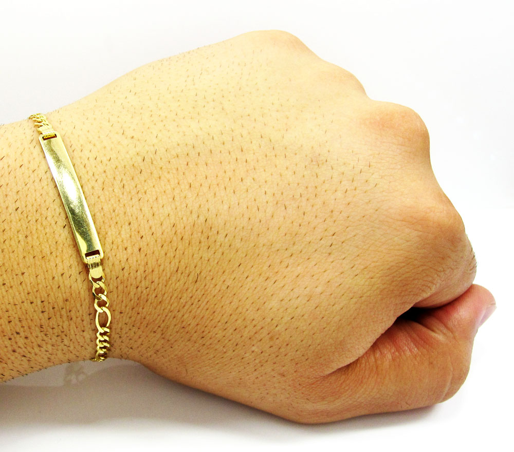 10k yellow gold figaro id bracelet 8 inch 4.2mm - Image 3