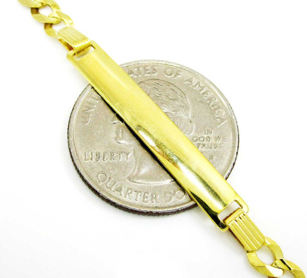 10k yellow gold cuban id bracelet 8 inch 4.5mm - Image 2