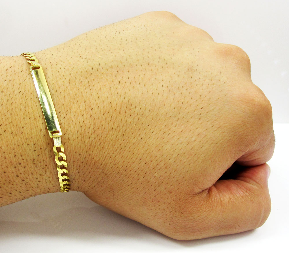 10k yellow gold cuban id bracelet 8 inch 4.5mm - Image 3