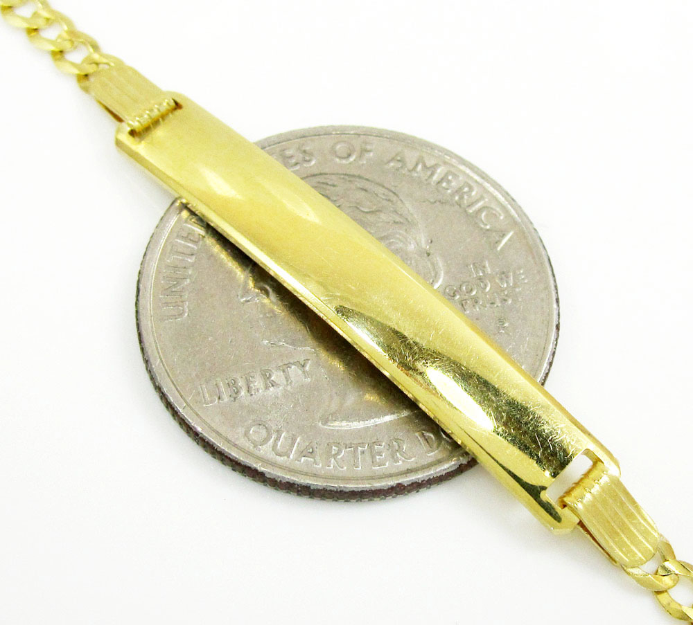 10k yellow gold cuban id bracelet 8 inch 3mm 