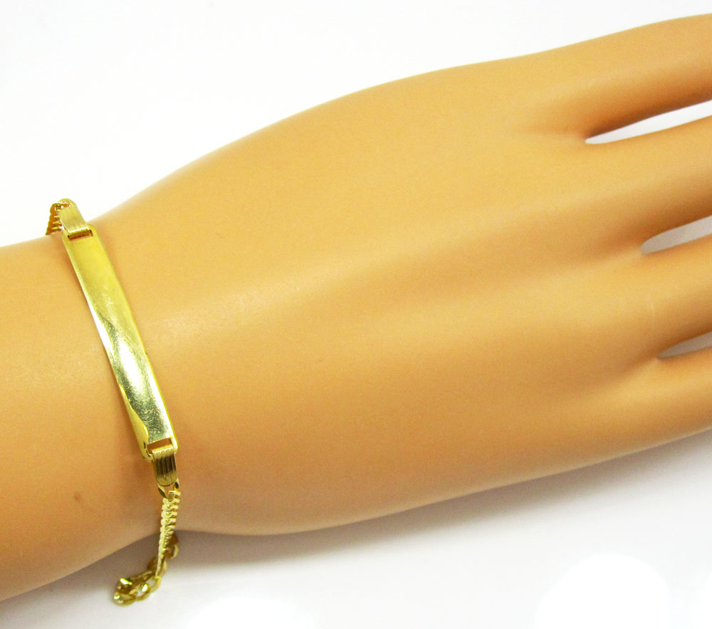 10k yellow gold cuban id bracelet 8 inch 3mm 