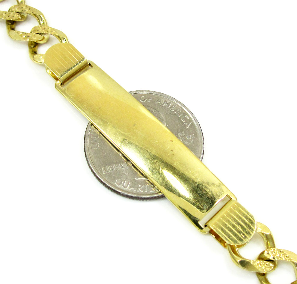 10k yellow gold diamond cut figaro id bracelet 8.5 inch 9.5mm  - Image 2
