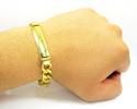 10k yellow gold diamond cut figaro id bracelet 8.75 inch 11mm 
