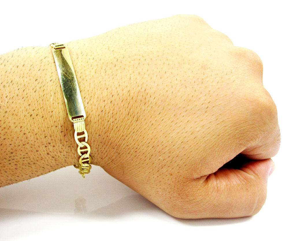 10k yellow gold diamond cut mariner id bracelet 8.5 inch 6.3mm  - Image 3