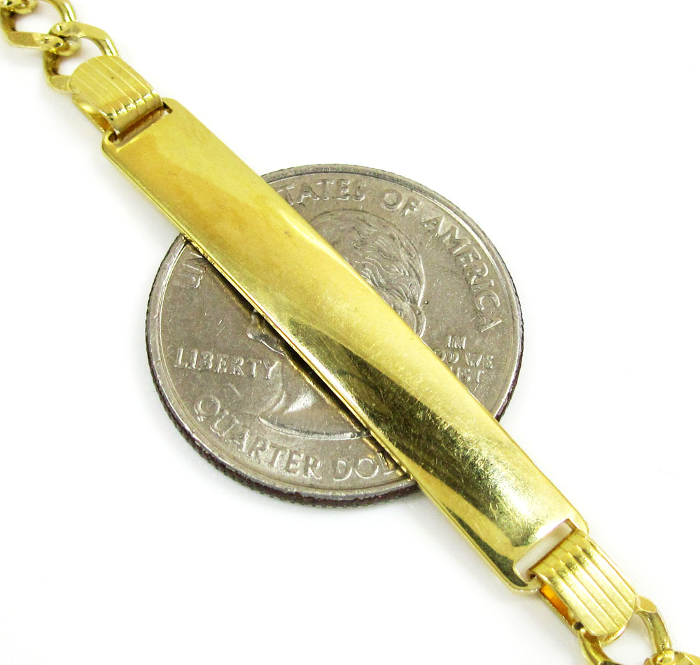 10k yellow gold diamond cut figaro id bracelet 7 inch 5.5mm 