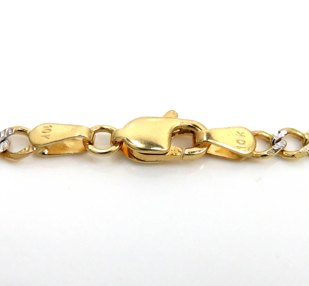 10k yellow gold diamond cut figaro id bracelet 8 inch 3.5mm  - Image 3