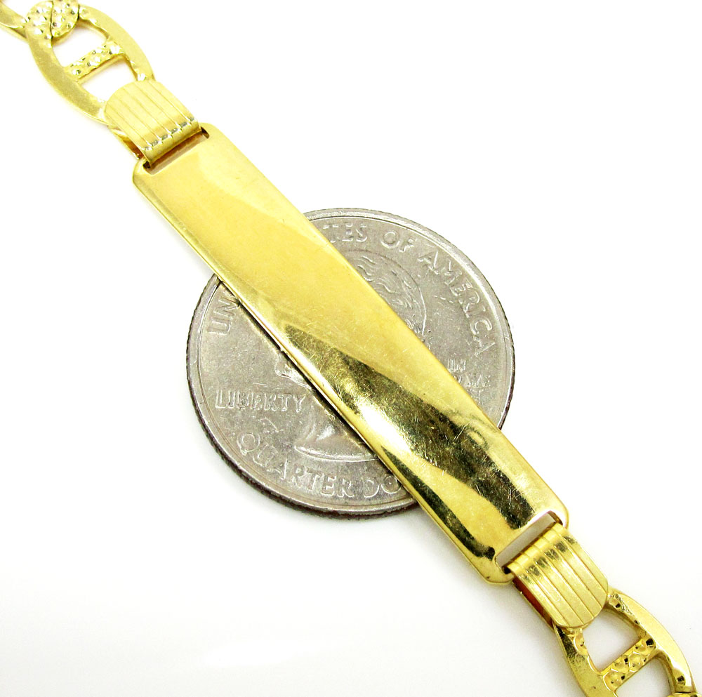 10k yellow gold diamond cut mariner id bracelet 8.50 inch 7.5mm 