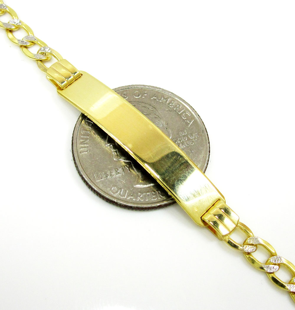 10k yellow gold diamond cut cuban id bracelet 8 inch 4.7mm  - Image 2