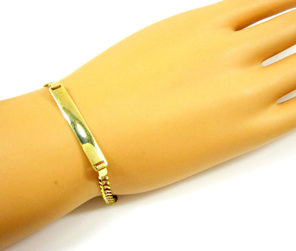 10k yellow gold diamond cut cuban id bracelet 7 inch 3.7mm  - Image 3
