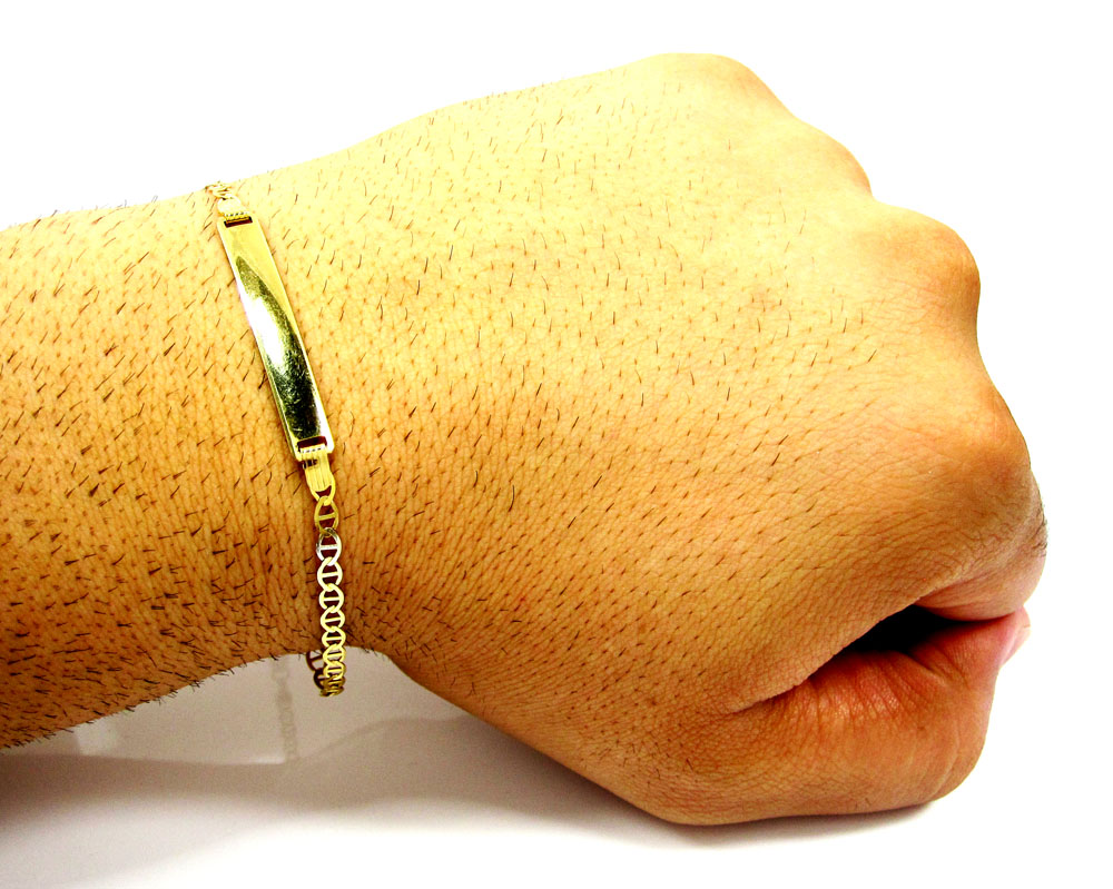 10k yellow gold mariner id bracelet 8 inch 3.2mm 