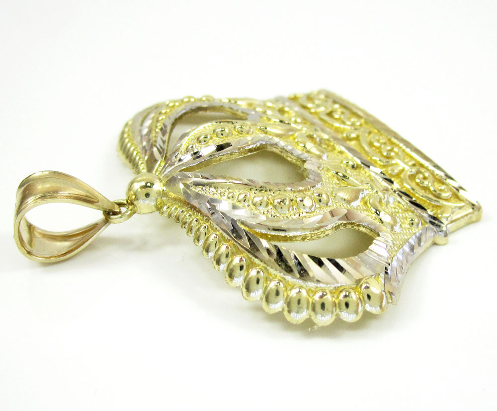 10k fancy diamond cut crown pendant - Image 2