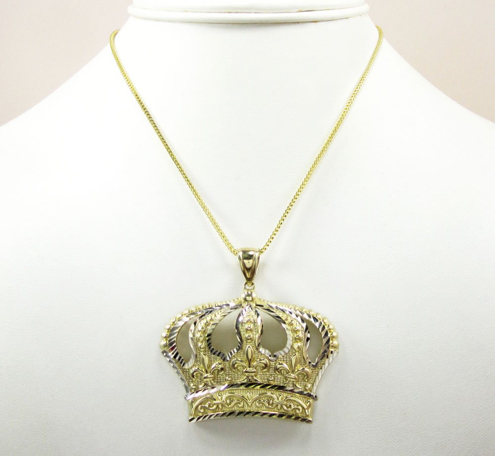 10k fancy diamond cut crown pendant - Image 5