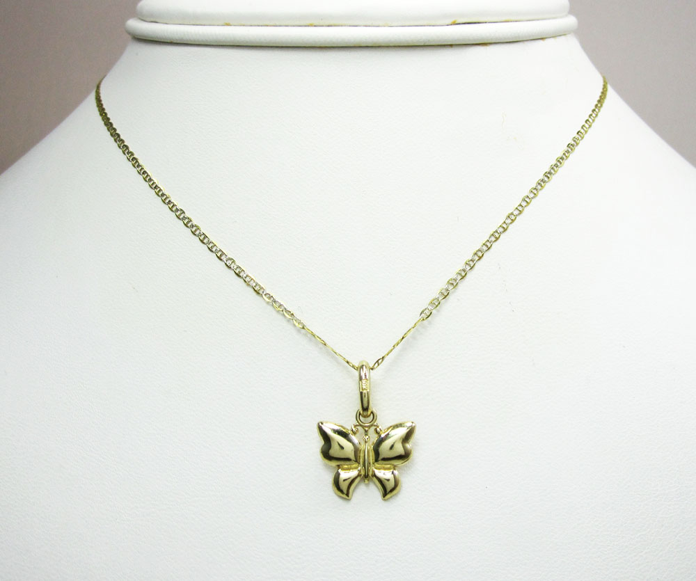 10k yellow gold butterfly pendant 