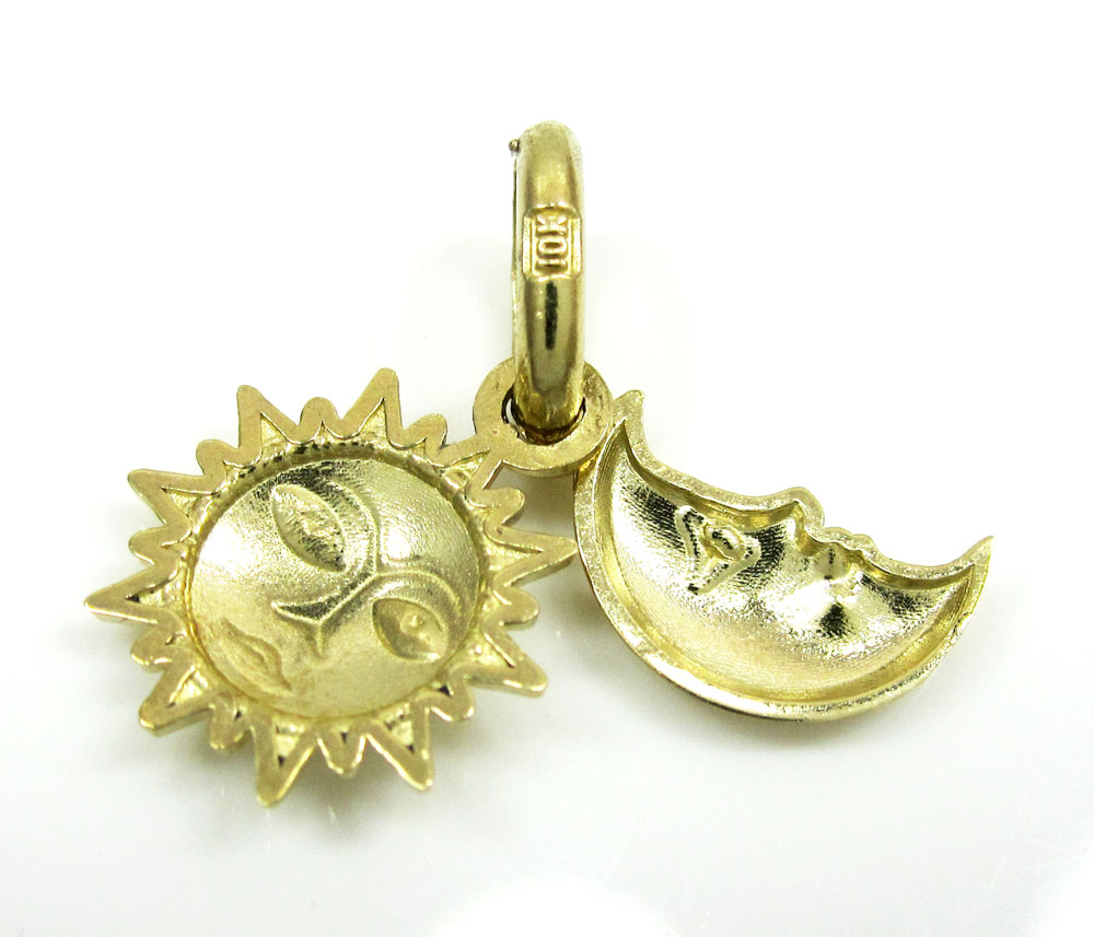 10k yellow gold sun & moon pendant 