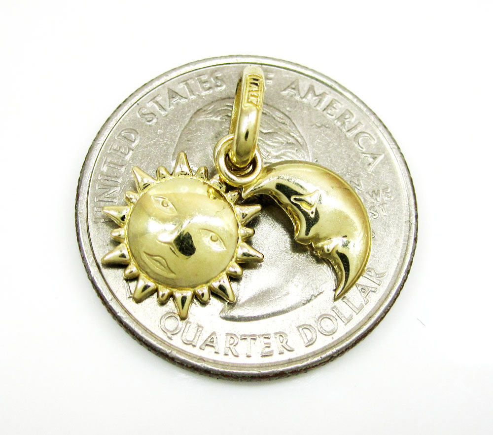 10k yellow gold sun & moon pendant 
