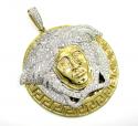 14k yellow gold medusa head diamond pendant 6.66ct